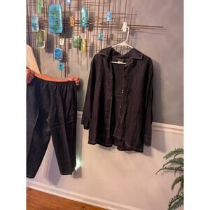 Vintage Nanette Keller Black Linen Jacket / pants outfit s/p